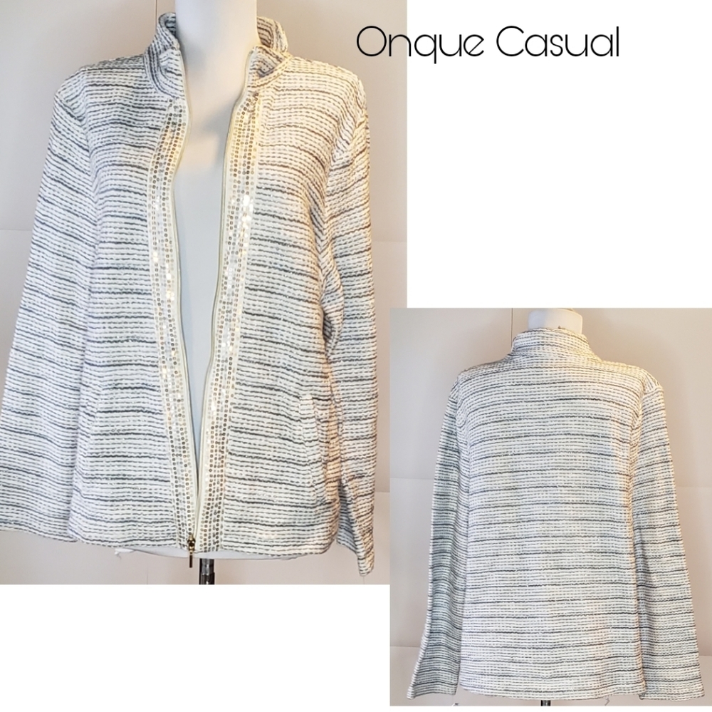 Onque Casual tweed & sequin jacket. Sz Lrg - Picture 1 of 3